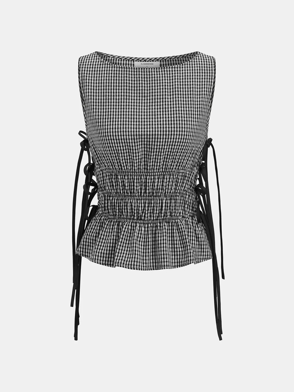 Gingham Lace-Up Sleeveless Top & Pants Set - Picture 3 of 9